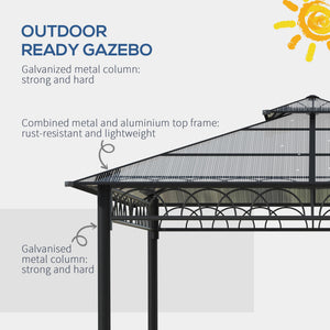 10' x 10' Outdoor Hardtop Gazebo Canopy w/ Double PC Roof, Steel Frame, Nettings – view 12