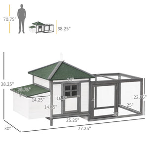 77" Chicken Coop Hen House Rabbit Hutch Poultry Cage Pen Outdoor Backyard with Nesting Box Run Natural – view 16