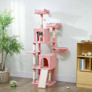 Cat Tree, 70" Multi-Level Cat Tower with 2 Condos, 2 Perches, Hammock, Toy Balls – view 28