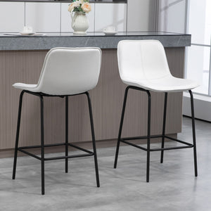 Bar Stools Set of 2, Upholstered Counter Height Bar Chairs, Kitchen Stools with Steel Legs