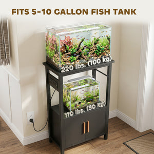 5-10 Gallon Fish Tank Stand Aquarium Stand with Power Outlets, Cabinet, Shelf, 550 lbs Capacity, 20.5" x 11" x 31.5"