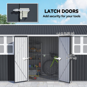 8.5' x 5.5' Metal Garden Storage Shed, Outdoor Tool Storage House with Lockable Door, Vents, Sloped Roof – view 20