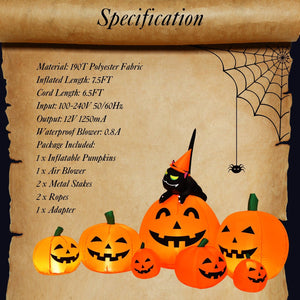 Halloween 7.5 Feet Inflatable Pumpkin Combo with Witch Black Cat view 4