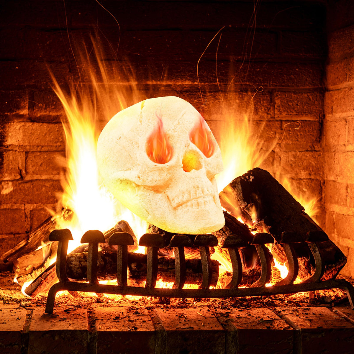 Halloween Fire Pit Skull Halloween Decoration-Beige view 2