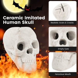 Halloween Fire Pit Skull Halloween Decoration-Beige view 7
