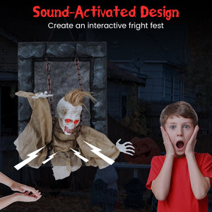 Halloween Hanging Animated Zombie Prisoner Decoration Sound-Activated view 7