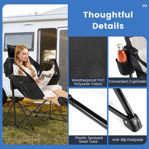 Hammock Camping Chair with Retractable Footrest and Carrying Bag-Black view 9