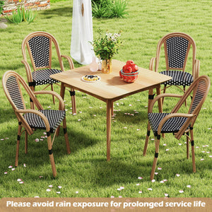 Hand-Woven PE Wicker Outdoor French Bistro Chairs Set of 2-Black view 8