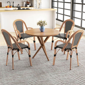 Hand-Woven PE Wicker Outdoor French Bistro Chairs Set of 2-Black view 9