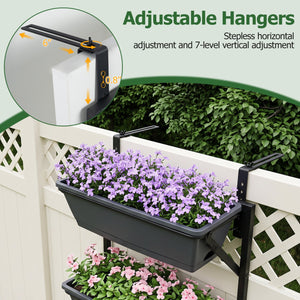 Hanging Vertical Planter Wall-mounted Adjustable with Detachable Hooks-Black view 8