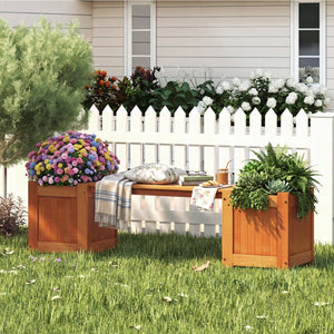 Hardwood Planter Box with Bench Garden Bench with 2 Side Flower Boxes view 3
