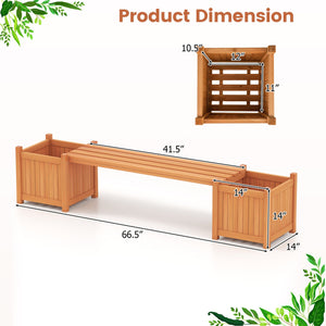 Hardwood Planter Box with Bench Garden Bench with 2 Side Flower Boxes view 5