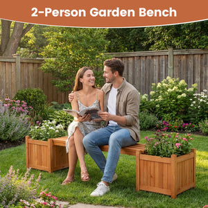 Hardwood Planter Box with Bench Garden Bench with 2 Side Flower Boxes view 8