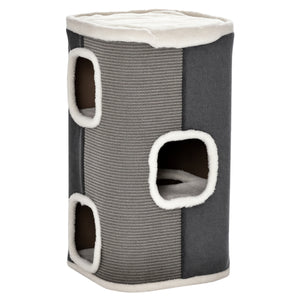 4-Story Cat House for Indoor, Cat Condo with Sisal Scratching Surface, Removable Cushion, 16" x 16" x 29", Grey