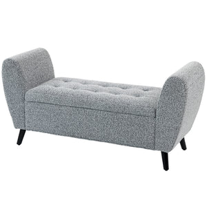 Upholstered Storage Bench with Arms, Modern Ottoman Bench for Bedroom, Entryway, and Living Room, Black – view 15