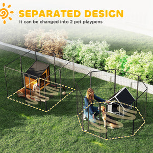 Heavy Duty Pet Playpen, 16 Panels Steel Dog Fence Puppy Exercise Pen with 2 Doors Locking Latch, 47" Height