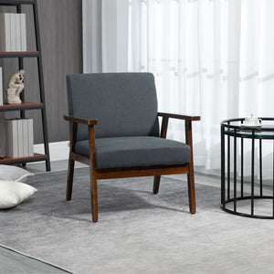 Accent Chairs with Cushioned Seat, Upholstered Linen-Feel Armchair with Adjustable Feet for Bedroom – view 14