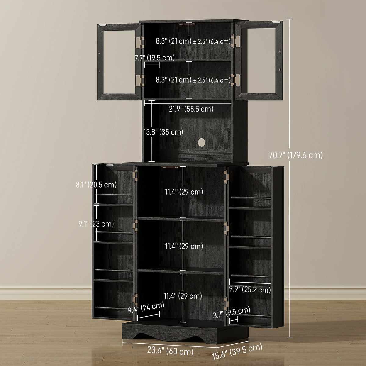 71" Kitchen Pantry Cabinet, Freestanding Kitchen Hutch with 8 Door Shelves – view 2