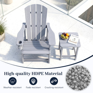 HDPE Adirondack Chairs with Realistic Wood Grain for Backyard Lawn-Gray view 6