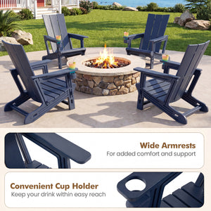 HDPE Outdoor Adirondack Chairs with Cup Holder-Blue view 9