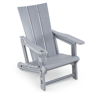 HDPE Outdoor Adirondack Chairs with Cup Holder-Gray