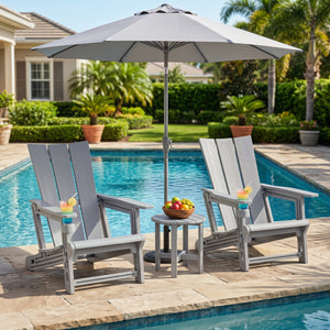 HDPE Outdoor Adirondack Chairs with Cup Holder-Gray view 3