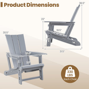HDPE Outdoor Adirondack Chairs with Cup Holder-Gray view 5