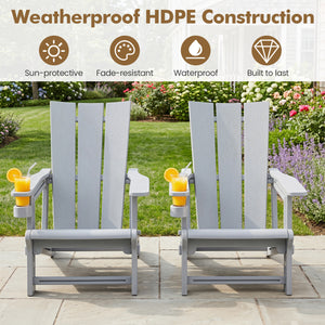 HDPE Outdoor Adirondack Chairs with Cup Holder-Gray view 6