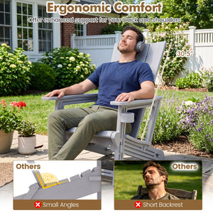 HDPE Outdoor Adirondack Chairs with Cup Holder-Gray view 9