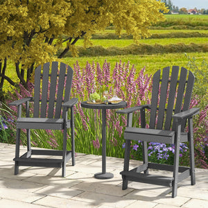 HDPE Patio Chair with Armrest and Footrest for Indoor Outdoor-Gray view 2