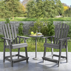 HDPE Patio Chair with Armrest and Footrest for Indoor Outdoor-Gray view 3