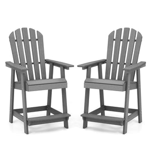 HDPE Patio Chair with Armrest and Footrest for Indoor Outdoor-Gray view 4