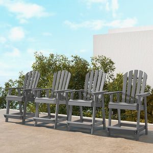 HDPE Patio Chair with Armrest and Footrest for Indoor Outdoor-Gray view 6