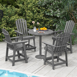 HDPE Patio Chair with Armrest and Footrest for Indoor Outdoor-Gray view 7
