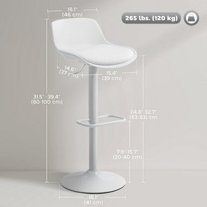 Counter Height Bar Stools Set of 2, Streamlined Bar Chairs with Adjustable Height and Swivel PU Leather – view 9