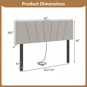 Headboard for Queen and Full Size Bed Geometric Upholstered Head Board-Gray view 5