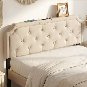 Headboard for Queen and Full Size Bed Tufted Upholstered Head Board-Beige view 6