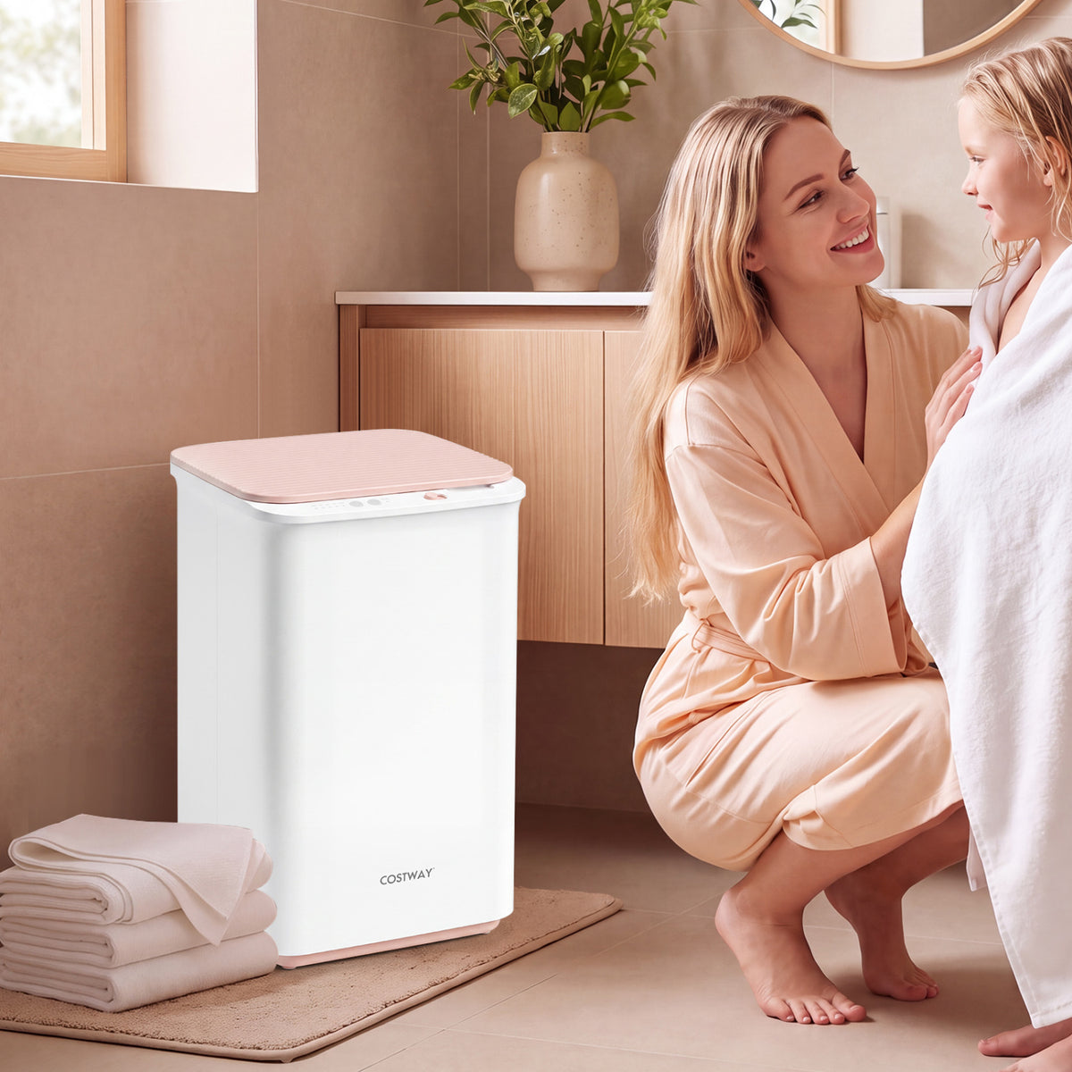 Heated Towel Warmer with 4 Heat Timer and Auto Shut Off for Oversized Towels-White view 2