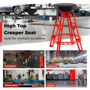 Heavy-Duty Aluminum Garage Bar Chair with 360° Swiveling Seat-Red view 5