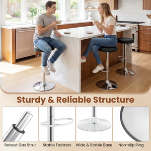 Height-adjustable Bar Stool with 360° Swivel for Kitchen & Dining-Black view 9