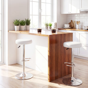Height-adjustable Bar Stool with 360° Swivel for Kitchen & Dining-White view 3