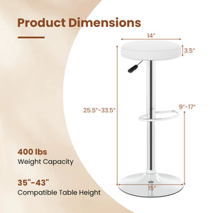 Height-adjustable Bar Stool with 360° Swivel for Kitchen & Dining-White view 5