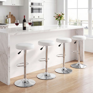 Height-adjustable Bar Stool with 360° Swivel for Kitchen & Dining-White view 7