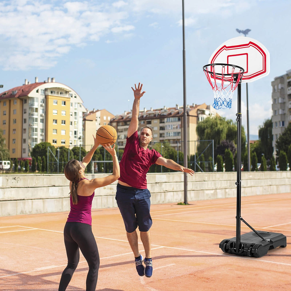 Height Adjustable Basketball Hoop with 2 Nets and Fillable Base view 2