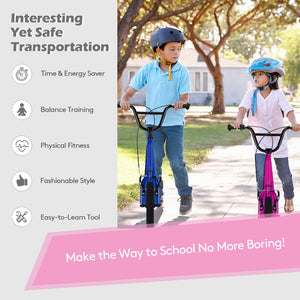 Height Adjustable Kid Kick Scooter with 12 Inch Air Filled Wheel-Pink view 6