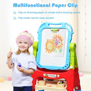 Height Adjustable Kids Art Easel Magnetic Double Sided Board-Blue view 8