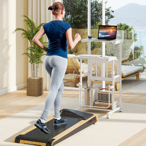 Height Adjustable Mobile Computer Stand-Up Desk with Two Modes-White view 3
