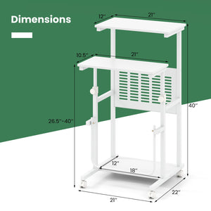 Height Adjustable Mobile Computer Stand-Up Desk with Two Modes-White view 4