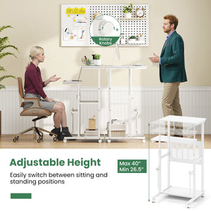 Height Adjustable Mobile Computer Stand-Up Desk with Two Modes-White view 6