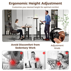 Height-adjustable Mobile Standing Desk with Split Top and Adjustable Angle-Walnut view 6